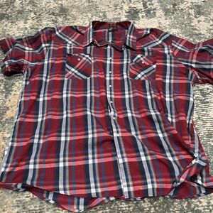 Plains Western Wear Big Man Shirt 3X Pearl Snap Short Sleeve Red Plaid